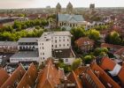 Aerial view of Münster Old Town with historic buildings and churches