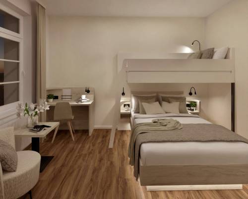 The bunk bed in the standard triple room